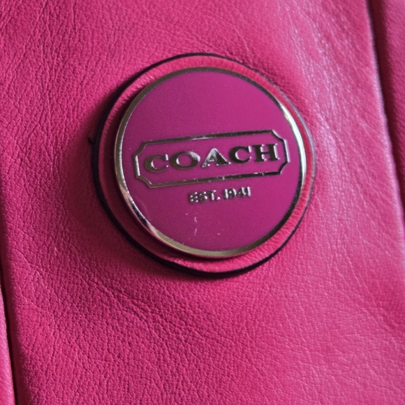 Coach Pink Perforated Leather Tote - Picture 16 of 16